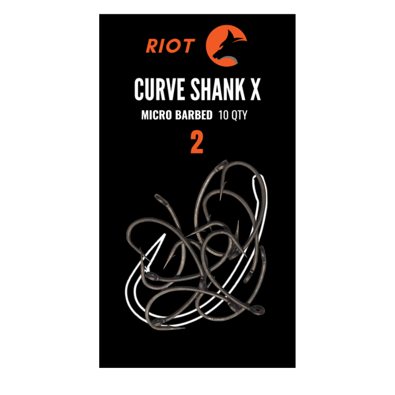 Riot Curve Shank X Micro Barbed Size 2 10uds