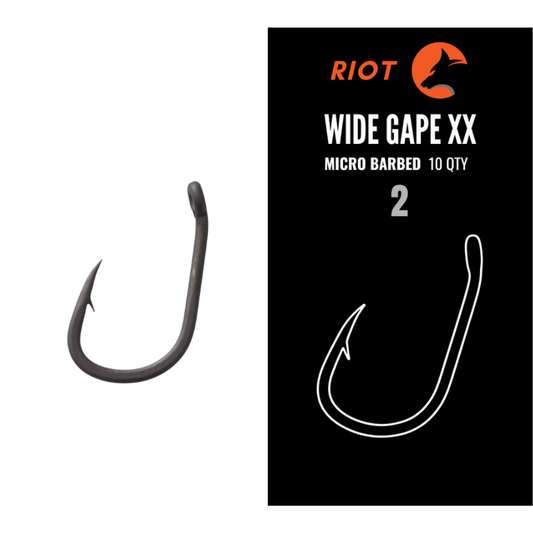 Riot Wide Gape XX Micro Barbed Size 2 10uds